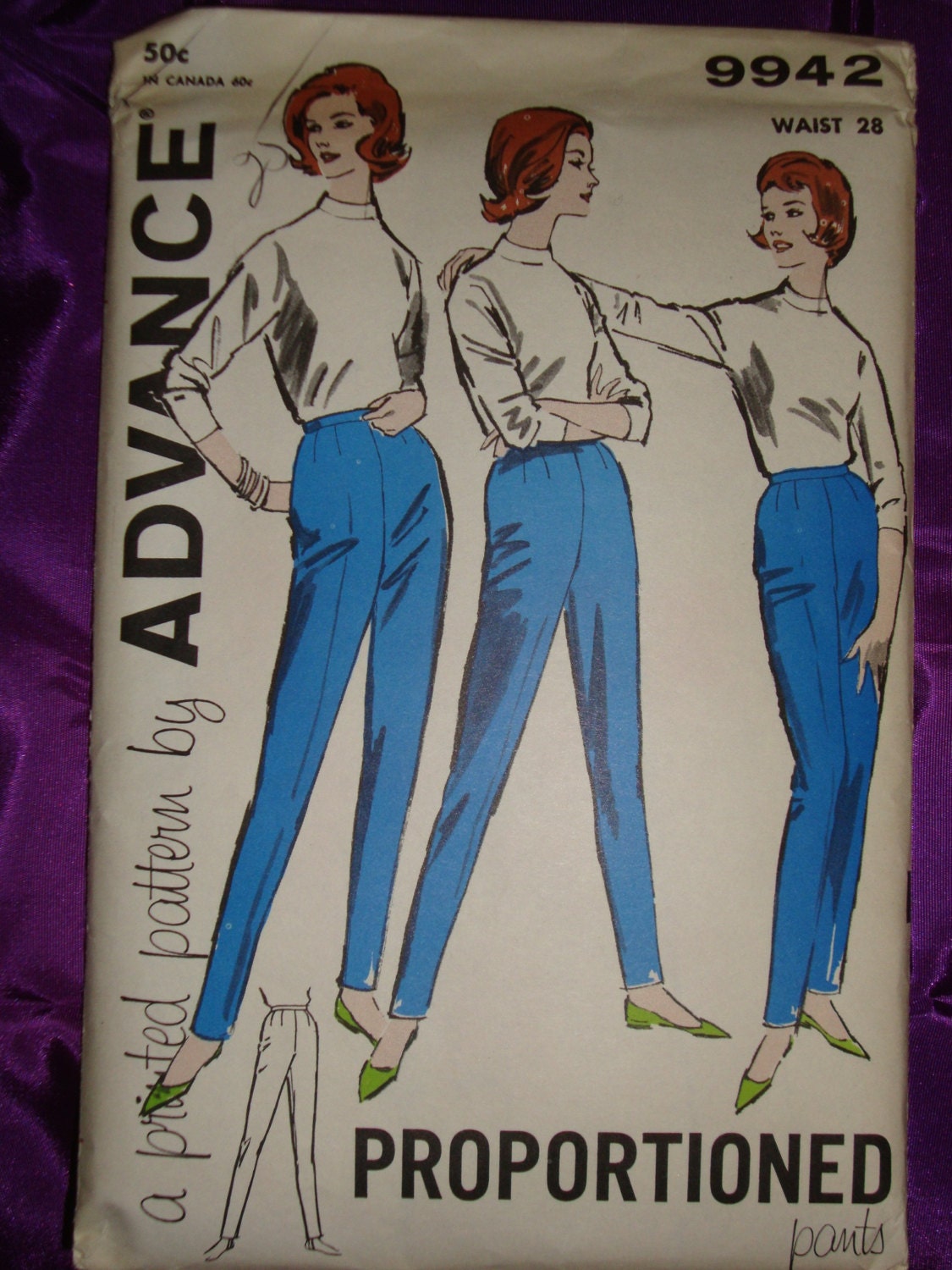 1960s 60s Vintage Slim Fit Pants with Optional Foot Strap
