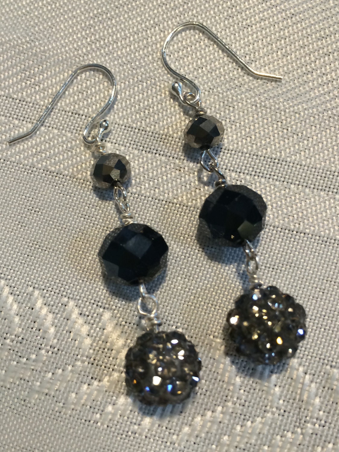 Black Crystal Dangle Earrings 9615