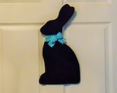 Wooden Chocolate Bunny, Chocolate Bunny Door Hanger, Easter Door Hanger, Chocolate Easter Bunny