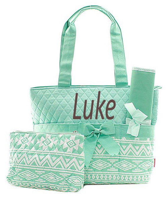Personalized MINT AZEC Diaper bag by sewsassybootique on Etsy