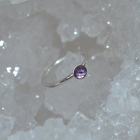2mm Amethyst Nose Ring - Silver Nose Hoop - Rook Piercing - Cartilage Earring - Tragus Earring - Daith Ring - Helix Hoop - Nose Piercing 20g