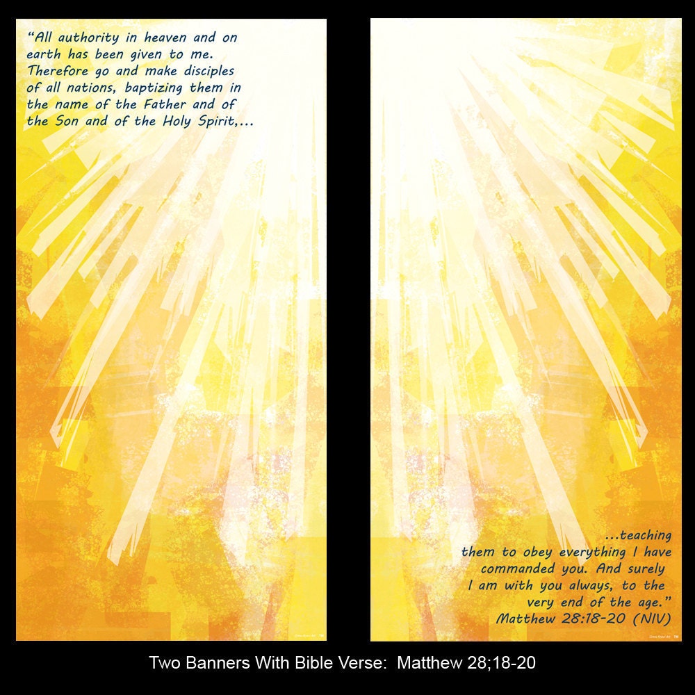2 Church Banners Gold Light Matthew 281820 Bible Verse