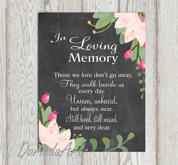 in loving memory printable wedding memorial sign memorial