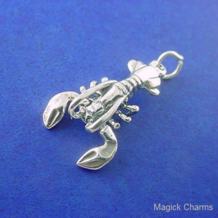 LOBSTER Charm Movable CLAWS .925 Sterling Silver by MagickCharms