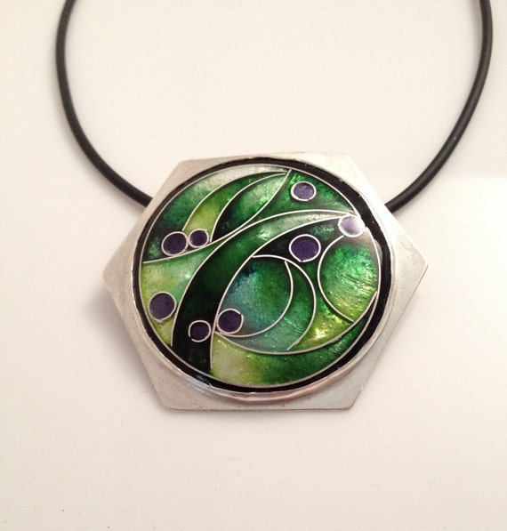 Cloisonne Enamel Necklace set in Sterling by AmandaLloydDesigns