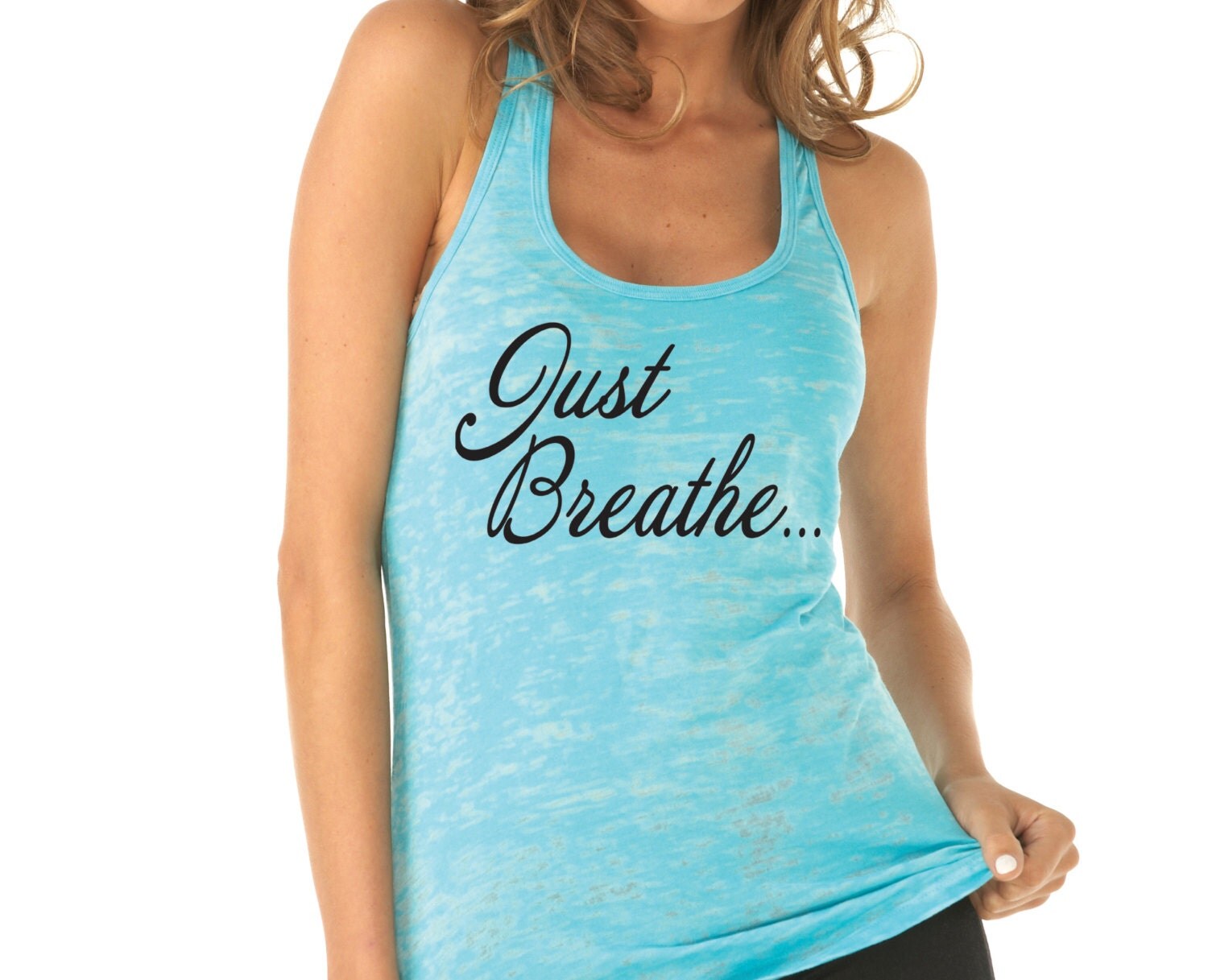 Just Breathe. Yoga Tank Top. Yoga Clothes. Inspirational Tank.