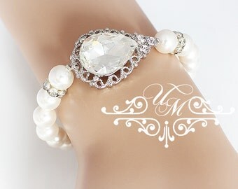 Wedding Jewelry Rhinestone teardrop Bracelet Bridal Bracelet Bridal Jewelry Bridesmaids Bracelet Bridesmaids Jewelry Teardrop Jewelry - TECA