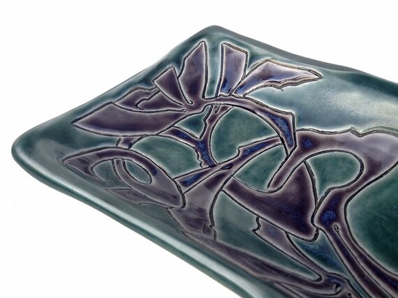 style form_for select Lithology in Sushi Plate Purple an Green by Porcelain and in Glaze