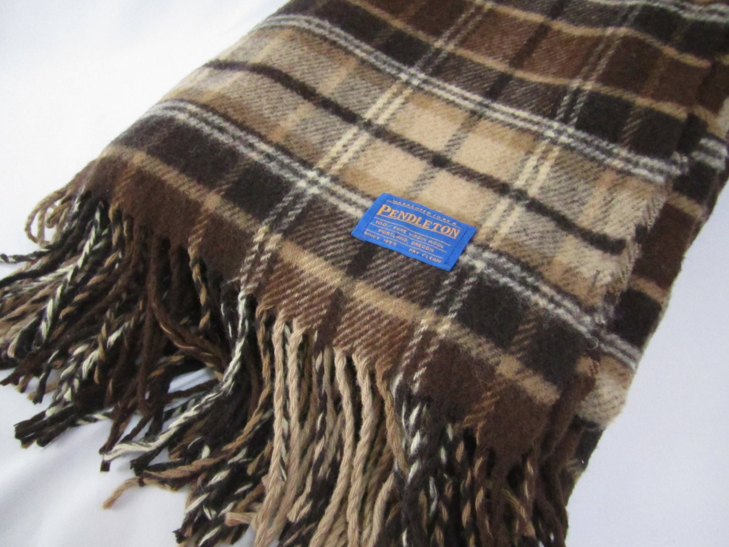 Pendleton 100 wool throw blanket brown by TheDelightfulCrow