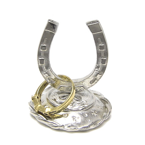 Lucky Horseshoe Ring Holder Pewter Ring Stand handcrafted