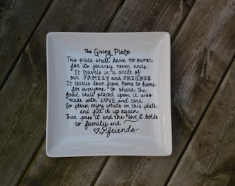 The Giving Plate - Custom Serving Plate - Thanksgiving Plate - Christmas Plate - Pay It Forward - Hostess Gift - Cookie Plate - Holiday