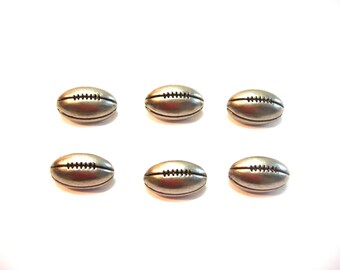 Silver Football Buttons Galore Tailgating Set of 6 Shank Back - 901