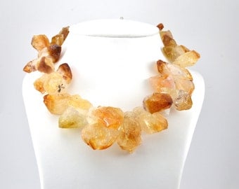 Citrine necklace , yellow necklace, raw citrine , raw citrine necklace