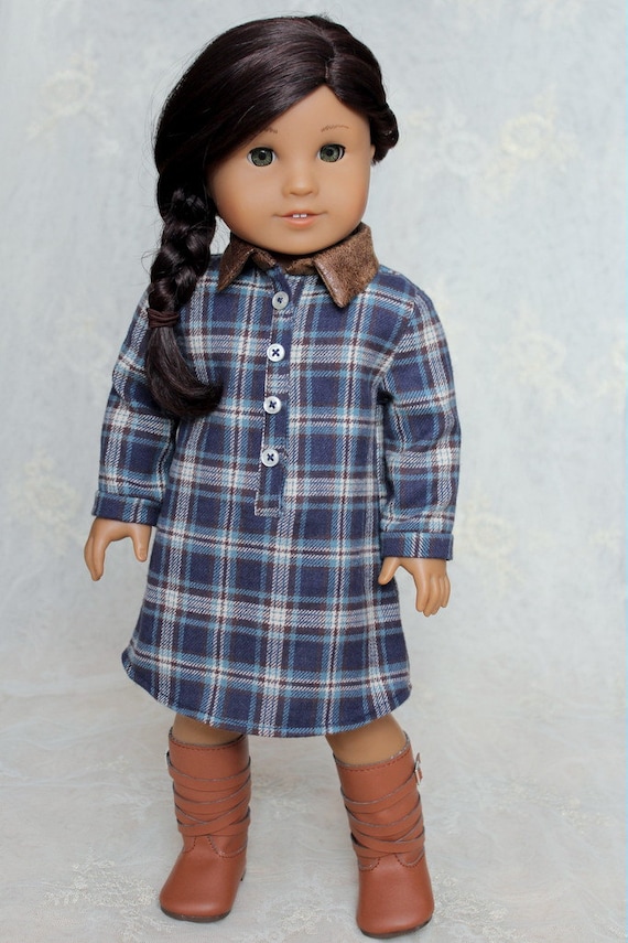 Flannel and Leather Shirt-dress for American Girl or 18" Doll