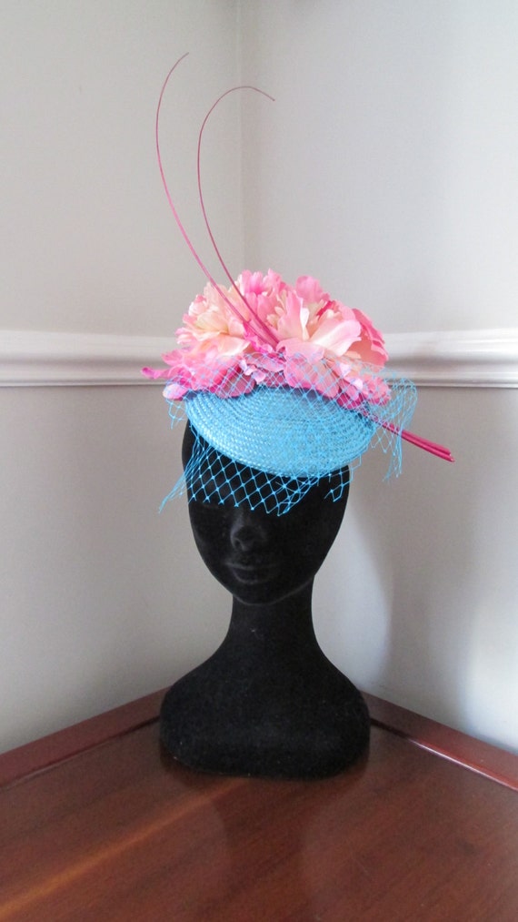 Items similar to Turquoise Pillbox Hat Wedding Fascinator Racing