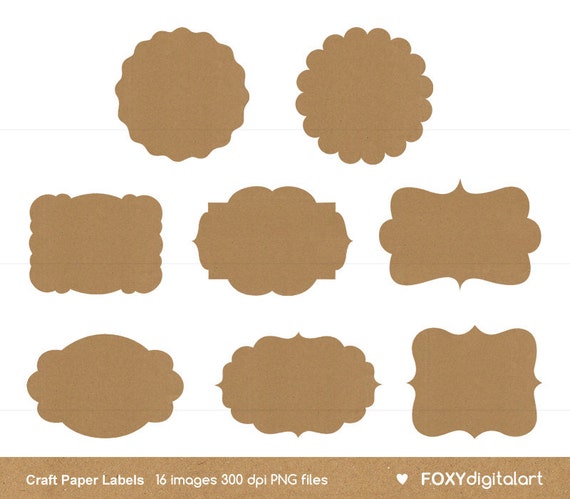 kraft paper label digital clip art set digital by FOXYdigitalart