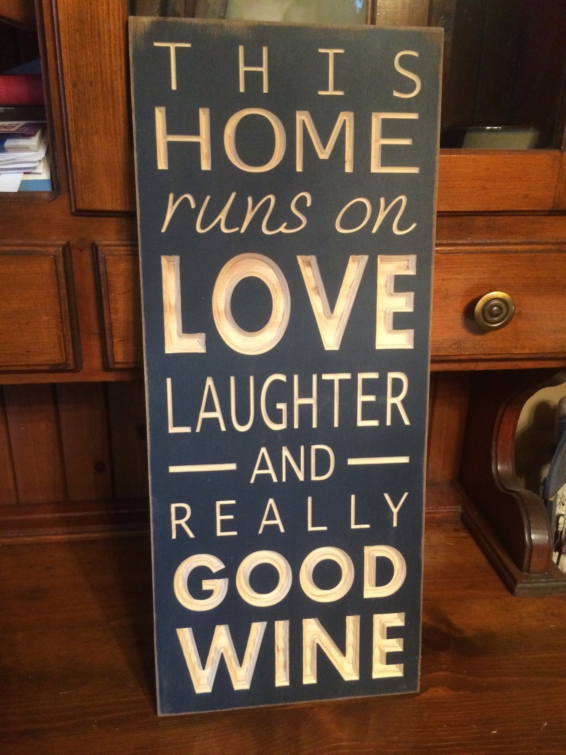 Download Custom Carved Wooden Sign This Home Runs On Love