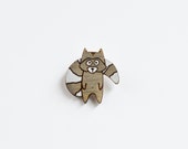 Raccoon // Wooden brooch is covered with ECO paint // Laser Cut // 2015 Best Trends // Fresh Gifts