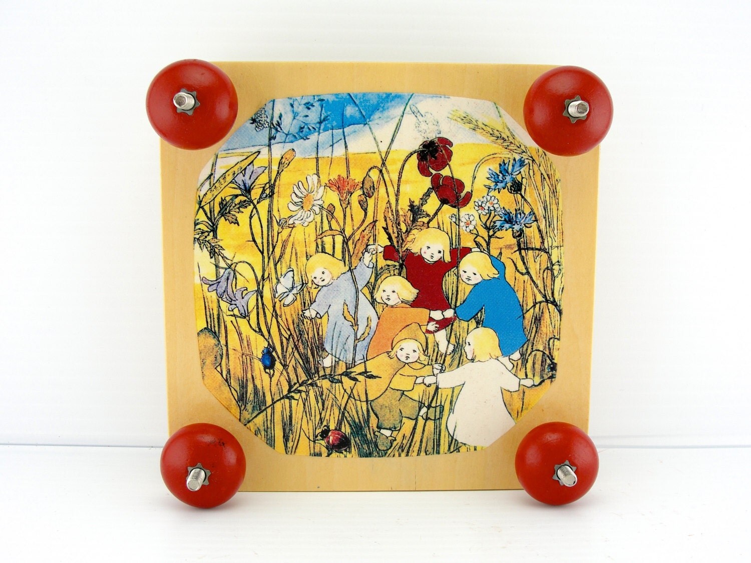 Vintage Wooden Flower Press Toy ROOT CHILDREN Pixie Art