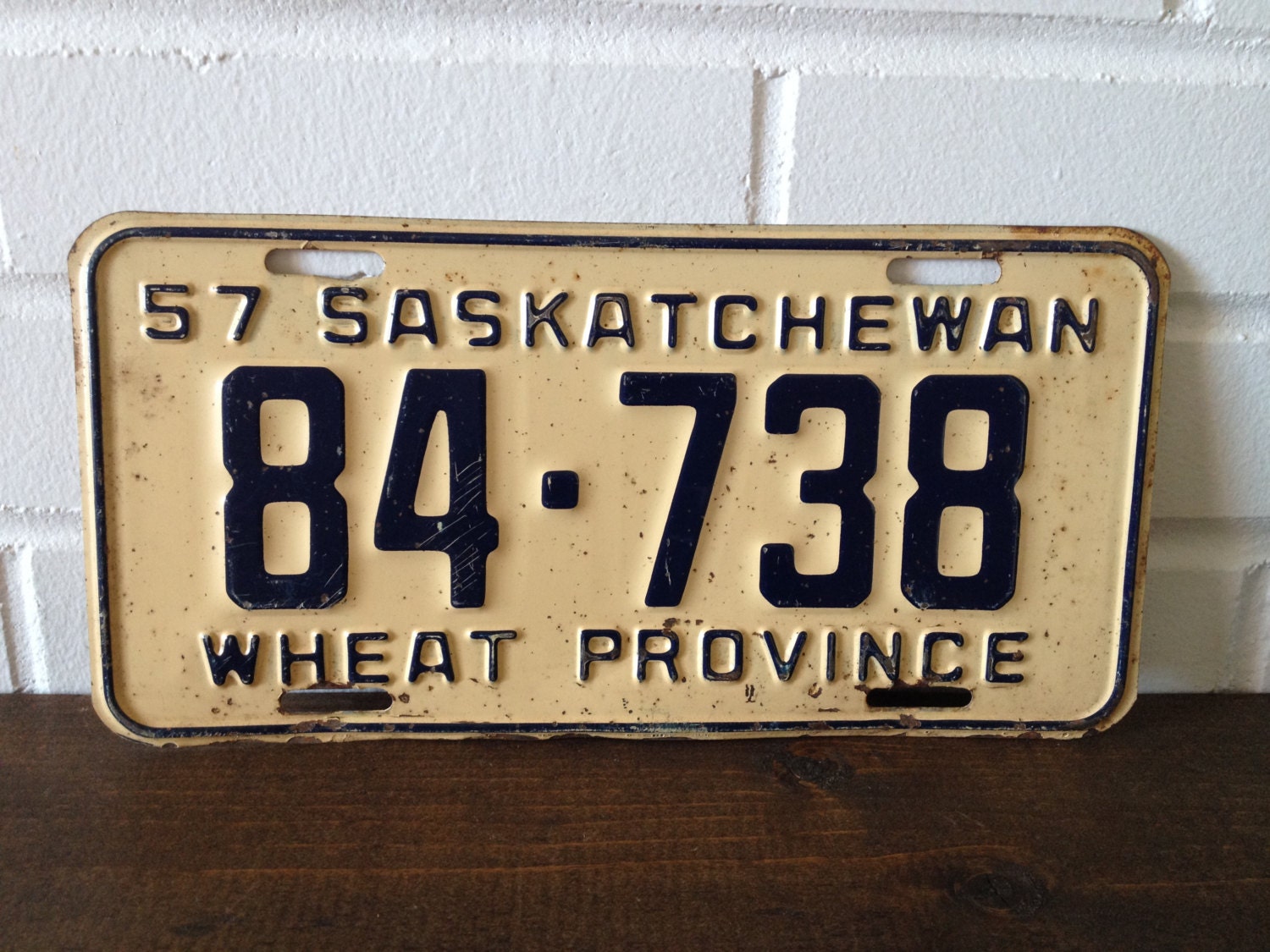 1957 Saskatchewan License Plate 84738 by MurMursPlace on Etsy