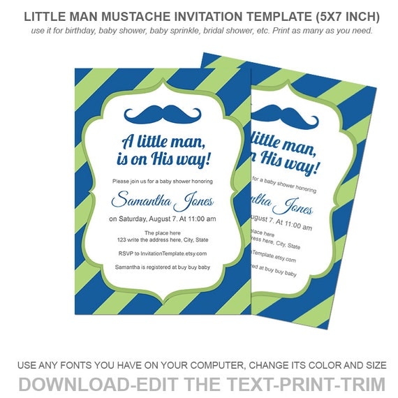 Mustache Party Invitation Template 6