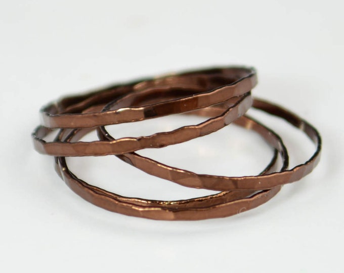 Super Thin Chocolate Silver Stackable Ring(s), Brown Ring, Brown Stacking Rings, Brown Jewelry, Thin Brown Ring, Chocolate Ring