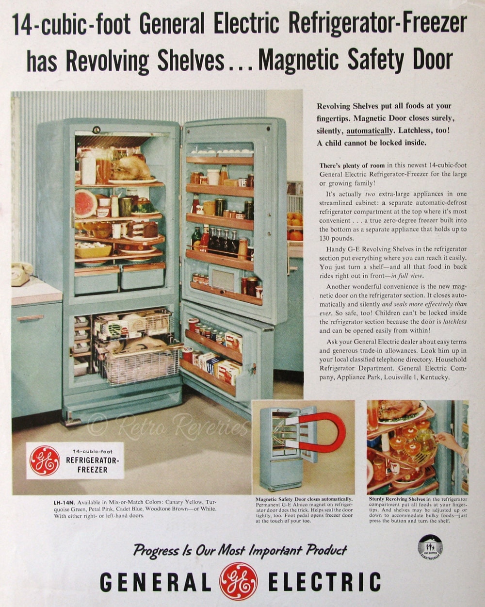 1956 General Electric Refrigerator Freezer Combo Ad