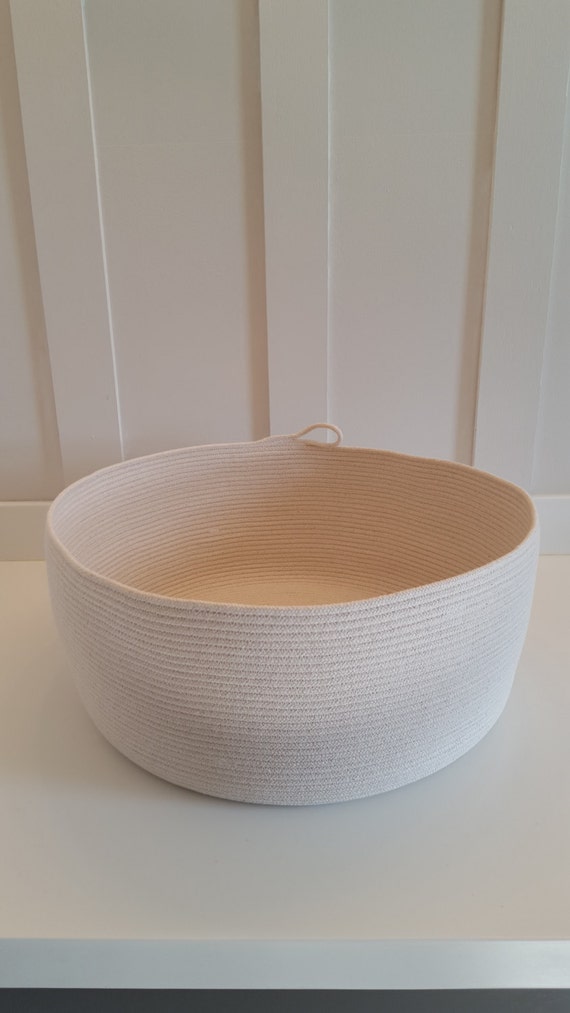 Extra Large Shallow White Basket by PrairieStMercantile on Etsy