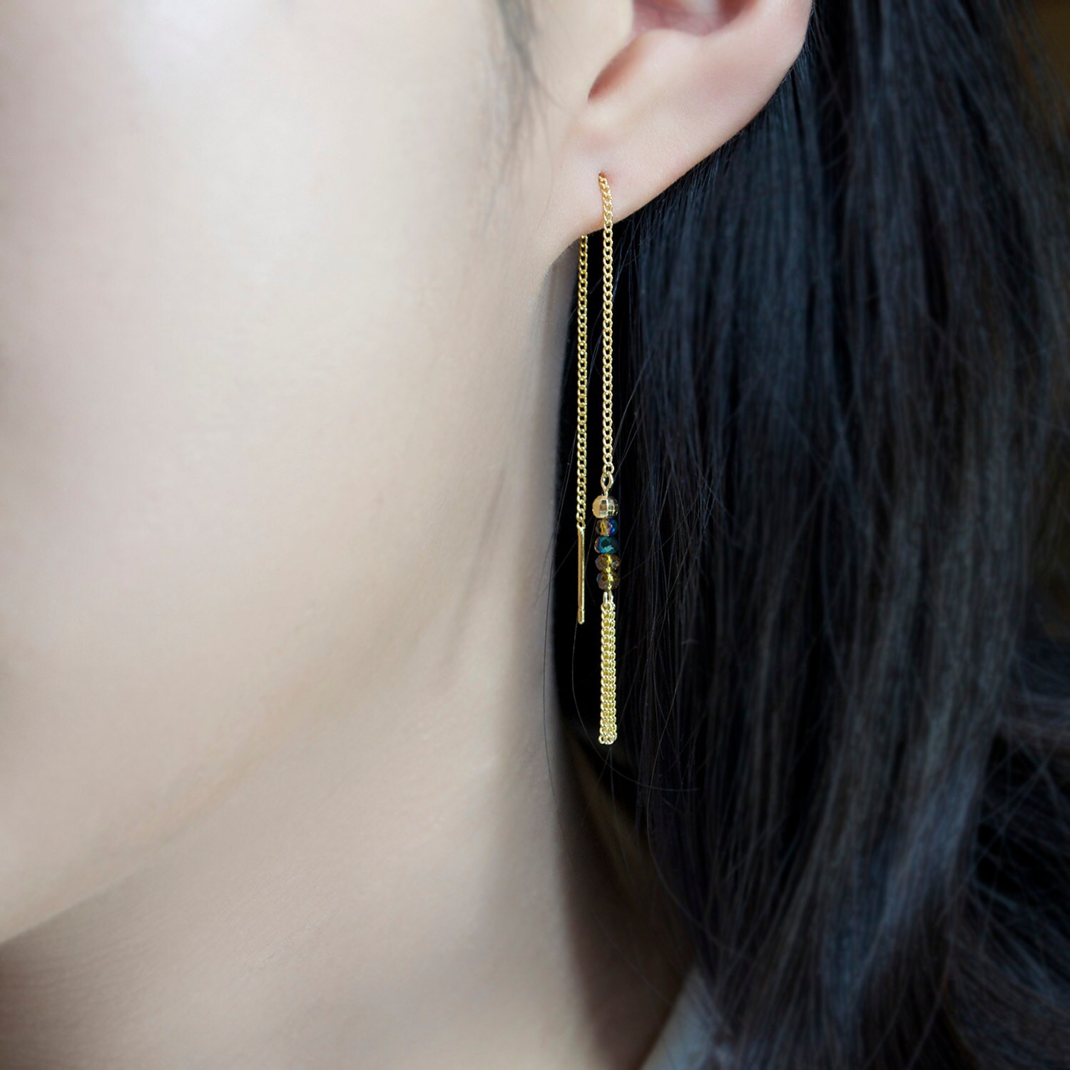 RESTOCKED Ear Threader /Pull Through Earrings. by YourBasicJewelry