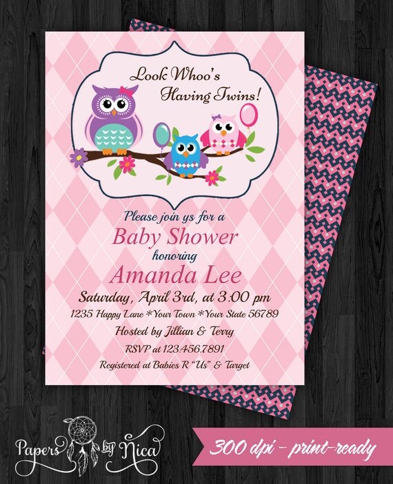 Cute Twin Baby Shower Invitations 10