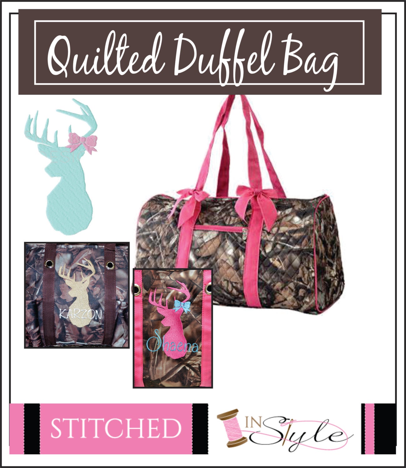 Camo Duffel Bag Pink Camo Custom Monogrammed