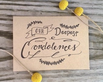 Rustic Hand Drawn Condolence Card, Sympathy Card, Thinking of You Card