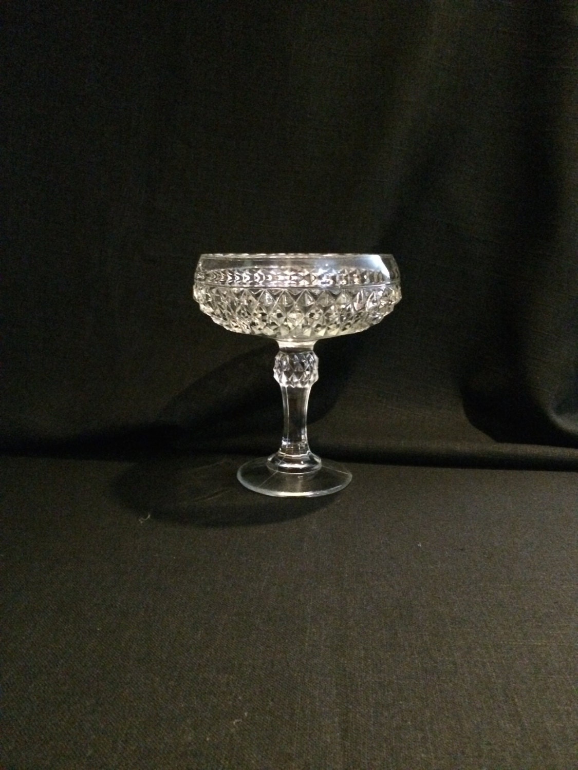 Diamond Point Tall Compote Crystal 0103, Indiana Glass Co Haute Juice