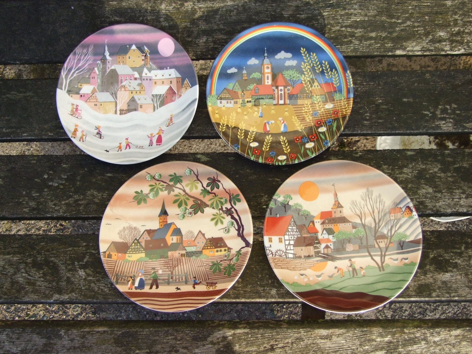 Poole pottery plates Spring Summer Autumn Winter The four