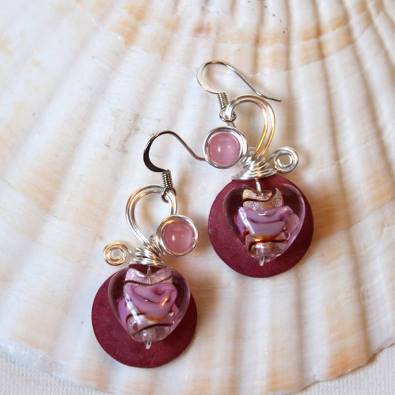 Valentines Day Earrings Pink Heart Earrings Valentines Day