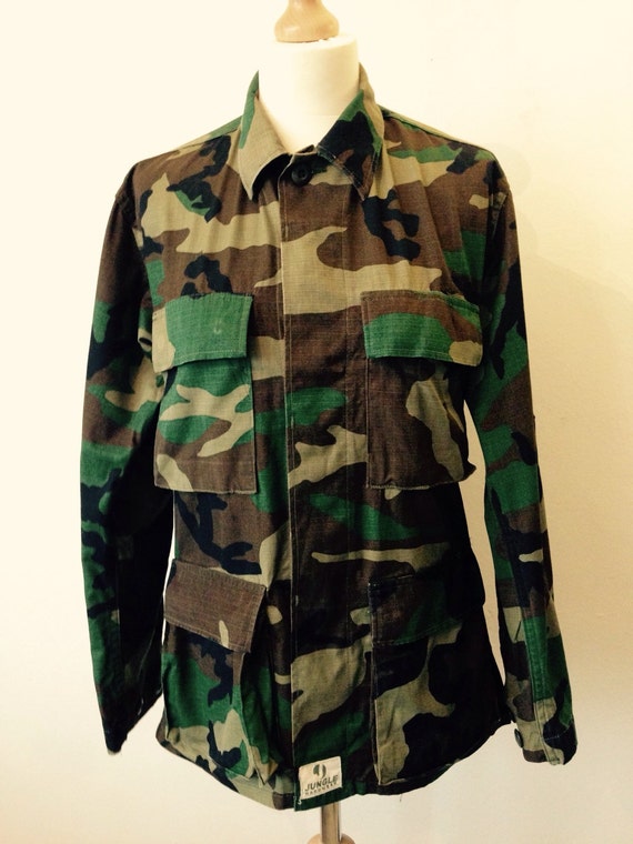 Vintage Camouflage 90s 1990s Womans Jacket Military Fatique