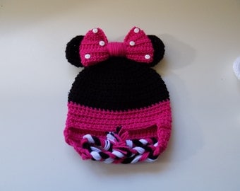 Minnie Mouse Inspired Hat-Baby 3-6 mos.