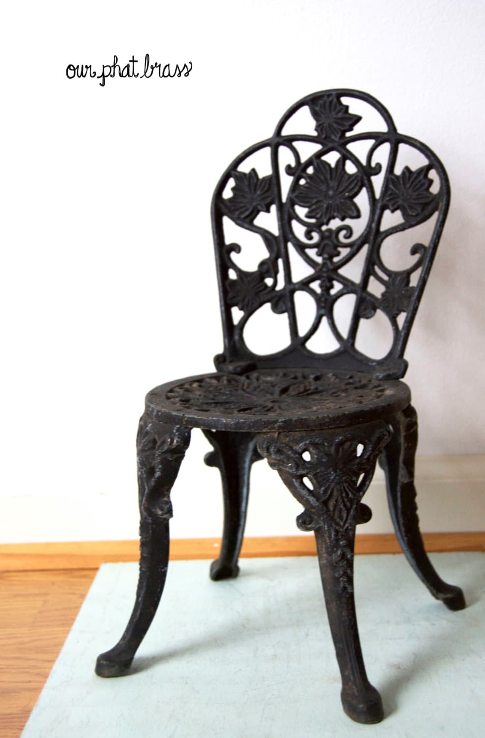 Small Black Cast Iron Chair Flower Pot Holder Doll House