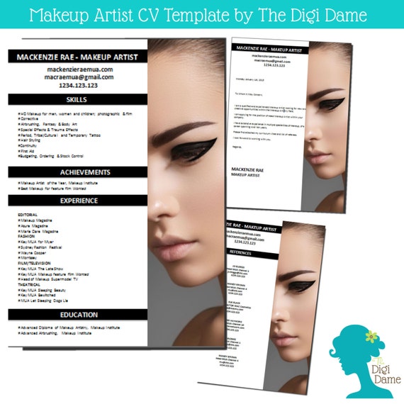 cv template package  makeup artist  includes a cv by digidame