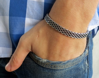 Men's Bracelet - Men's Silver Bracelets - Men's Chain Bracelet - Men's Cuff Bracelet - Men's Jewelry - Men's Gift - Husband Gift - Boyfriend
