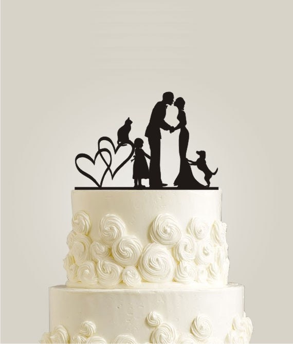 Couple Wedding Cake Topper with Cat and Dog by LaserDesignShop