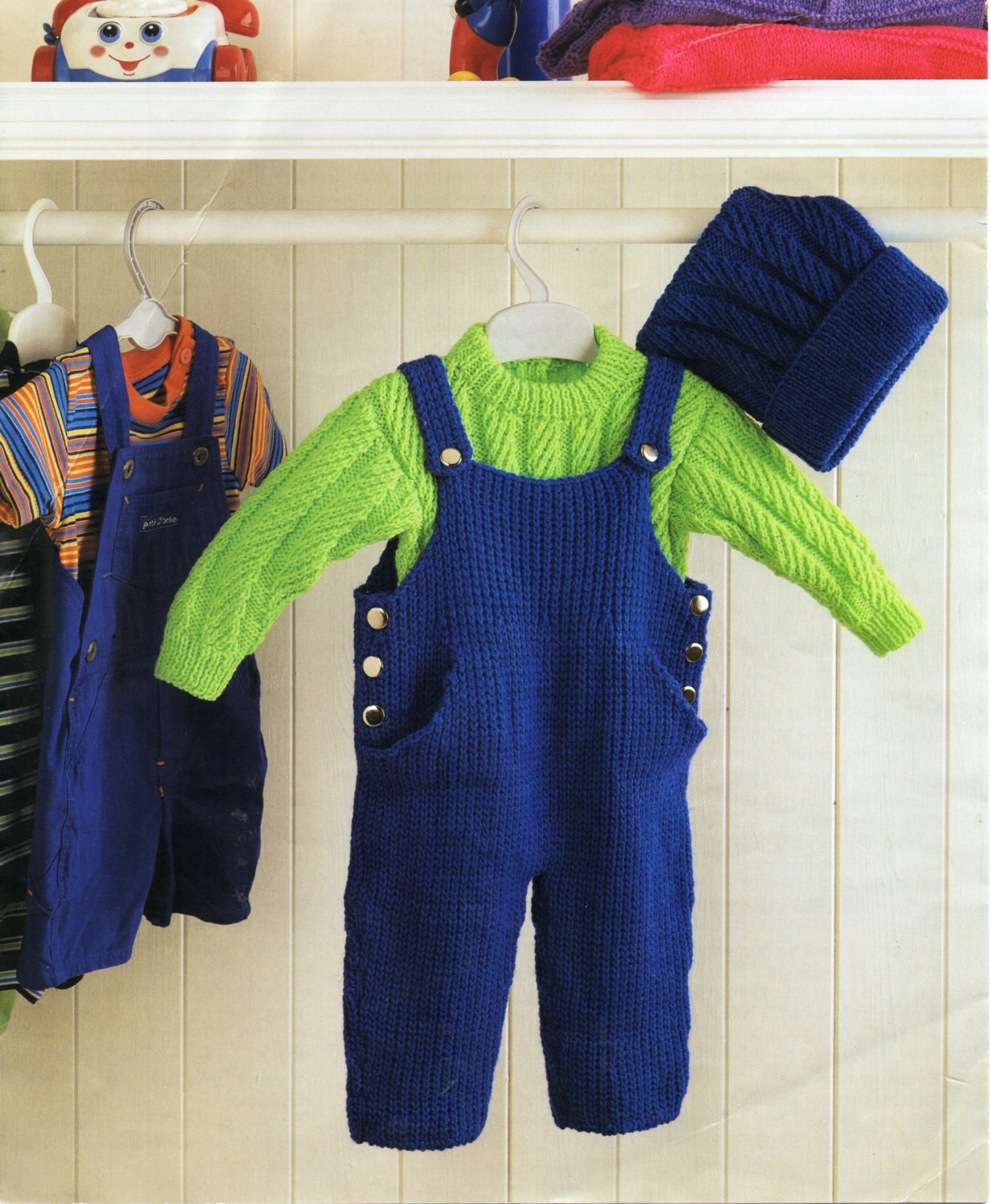 baby dungarees knitting pattern sweater hat cable sweater