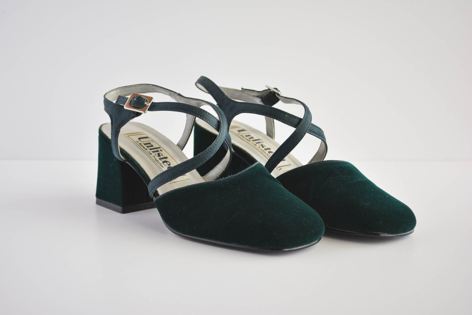 velvet green heels