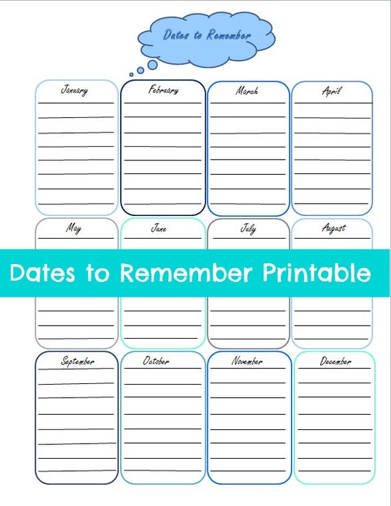 Sale dates to remember printable instant by anchorsawaybyjulie