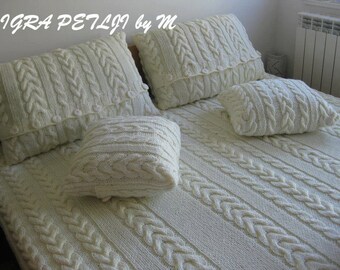 ... Knit Blanket, Bed Cover, Chunky, Blanket Throw, Wool Knitting Cover