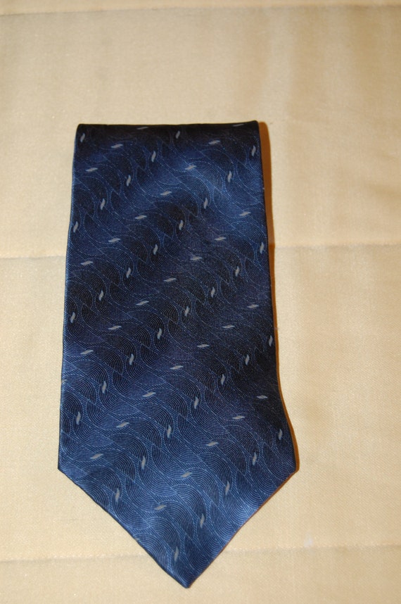Bill Blass Silk Tie / Blue Grey Silk Couture Necktie / 80s