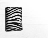 Handstitched Passport Holder made of Zebra printed natural cow fur - Hand made in Paris