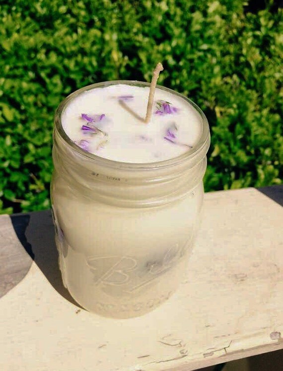 Jasmine and Lavender Scented Soy Candle in Mason by LittleLightsVA