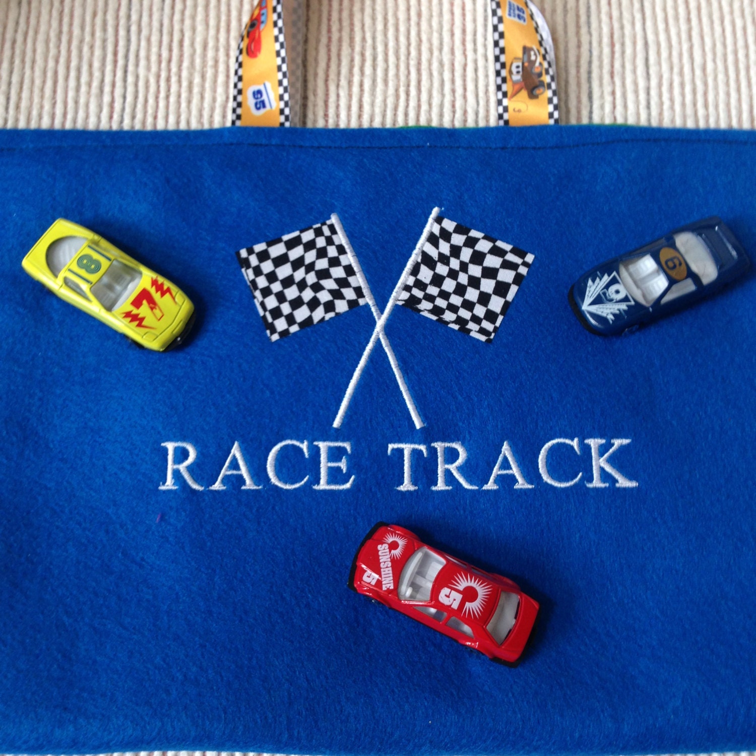 Race Track Game Car Play Mat Travel Car Mat Felt Car