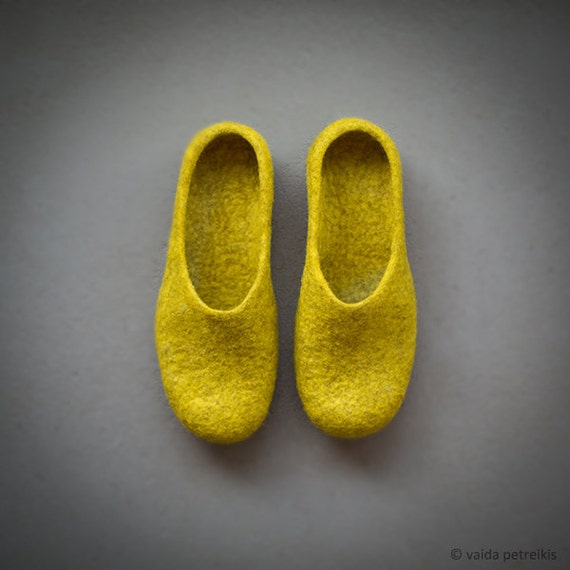 Chic Yellow Slippers Shoes Splicing Fuzzy Wool Lined RX011